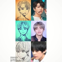 bts v anime drawing