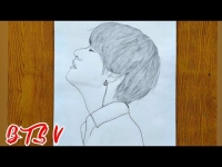 bts v drawing easy step by step